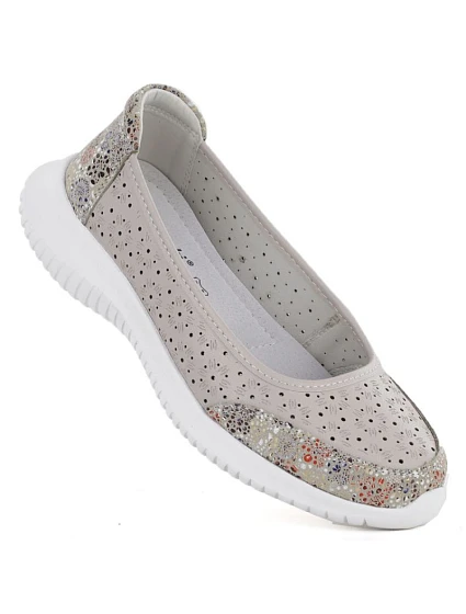 Dámske ažurové kožené topánky béžovej farby S.Barski 7035