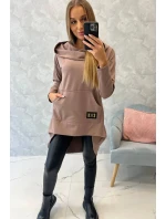 Mikina s dlhým chrbtom a kapucňou mocca Mikina s dlhým chrbtom a kapucňou mocca