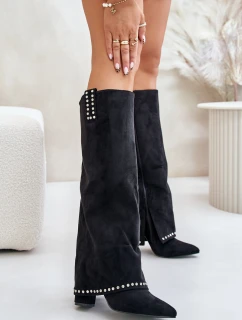 Dámské Kozačky S  Na Podpatku Černé model 21670811 - Boto