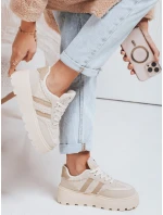 Dámské tenisky s kožešinou na platformě béžové Dstreet model 21992228 - FashionStreet