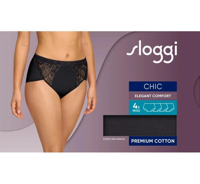 sloggi Chic Midi 4P - BLACK - SLOGGI BLACK - SLOGGI