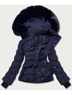 Tmavomodrá krátka zimná bunda pre ženy (5m770-215)