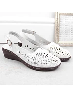 Dámské pohodlné celokožené ažurové sandály bílé T.Sokolski L26-27