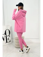 Bavlnená mikina s kapucňou + legíny ružový