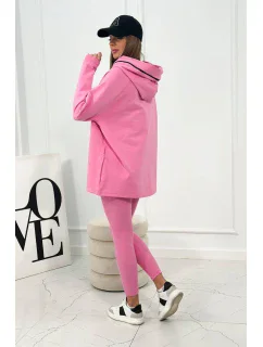 Bavlnená mikina s kapucňou + legíny ružový