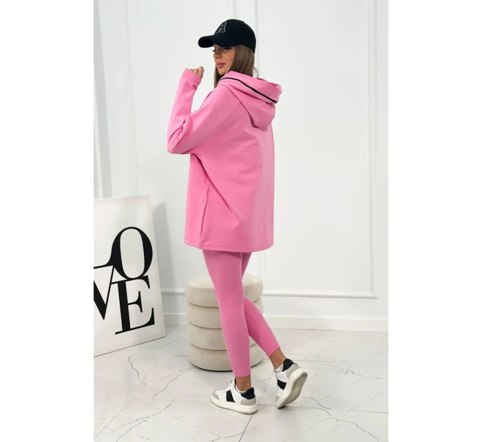 Bavlnená mikina s kapucňou + legíny ružový