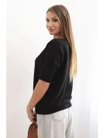 Dámsky viskózový sveter s krátkymi rukávmi čierny