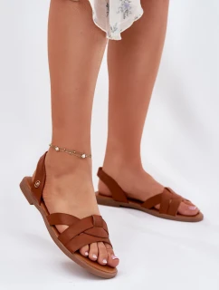 Ploché Dámské Sandály Z Eko Kůže Camel model 21698465 - EVENTO