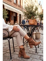 Botki Damskie Ażurowe Z Naturalnego Zamszu Na Słupku Zazoo 3690 Brązowe