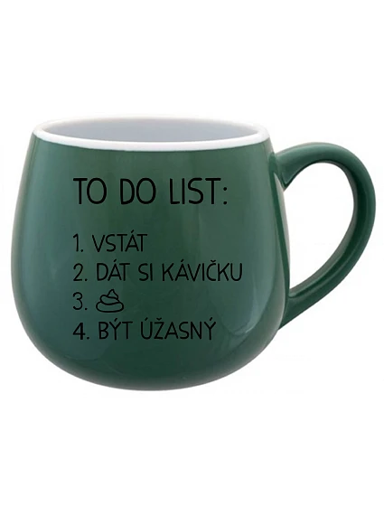 TO DO LIST: BE AMAZING - zelený keramický hrnček 300 ml