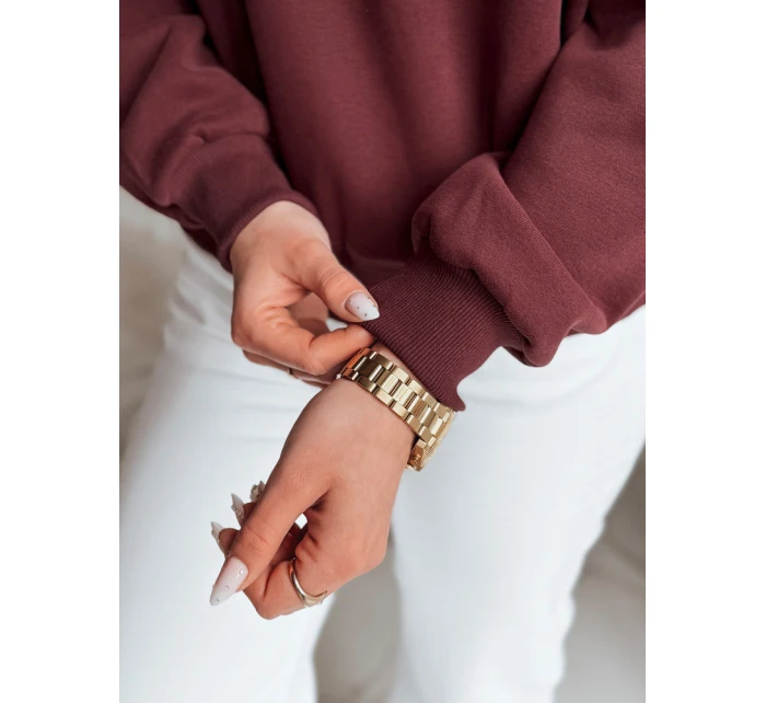 Dámská mikina nadměrné velikosti se srdíčky vínová Dstreet model 21988153 - FashionStreet