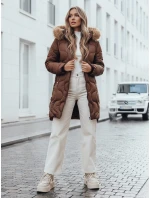 Dámska zimná bunda VIRELIA prešívaná s kapucňou hnedá FashionStreet TY4936