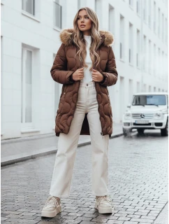 Dámska zimná bunda VIRELIA prešívaná s kapucňou hnedá FashionStreet TY4936