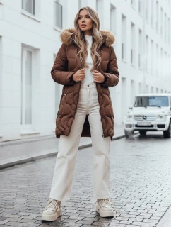 Dámska zimná bunda VIRELIA prešívaná s kapucňou hnedá FashionStreet TY4936