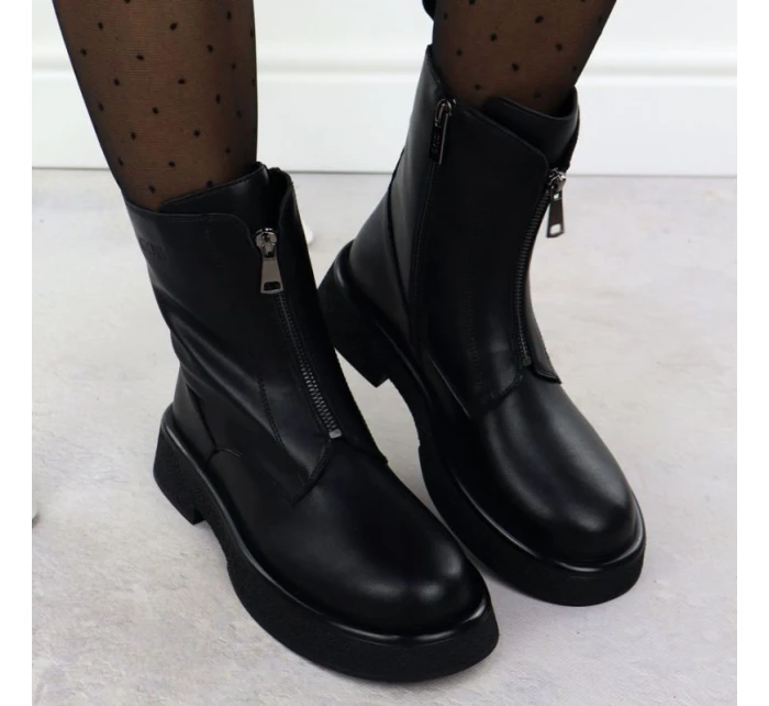 Dámske kožené topánky Goe black SS2N4145