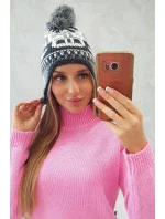 Rosa dámská čepice s bambulí šedá model 18752415 - K-Fashion Rosa dámská čepice s bambulí šedá model 18752415 - K-Fashion