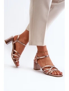 Dámské sandály na podpatku model 21656603 Zlaté - SERGIO LEONE