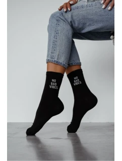 Dámské ponožky S nápisem NO BAD VIBES Černé