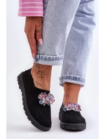 Dámske tenisky Slip-on s kameňmi Black Simple