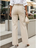 Jeansy damskie wide leg z wysokim stanem beżowe model 22120950 - FashionStreet