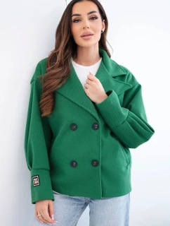 Dámská krátká model 22036105 bunda s límcem zelená - K-Fashion