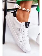 Damskie Skórzane Tenisówki BIG STAR HH274071 Biało-Czarne Damskie Skórzane Tenisówki BIG STAR HH274071 Biało-Czarne