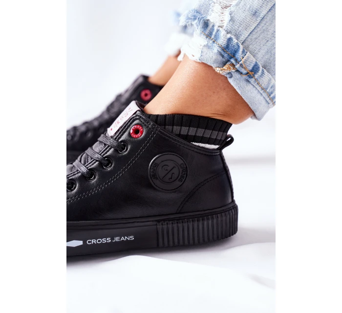 Trampki Damskie Cross Jeans Wysokie Czarne II2R4021 Trampki Damskie Cross Jeans Wysokie Czarne II2R4021