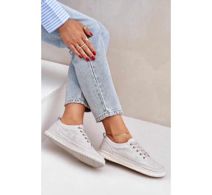 Dámské Kožené Tenisky Šedé model 21684179 - EVENTO