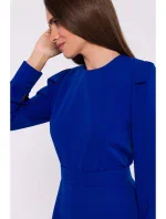 S378 Roztiahnuté šaty s opaskom - kráľovská modrá