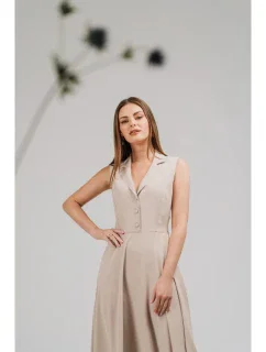 Košilové šaty ve střihu béžové model 21154751 - STYLOVE