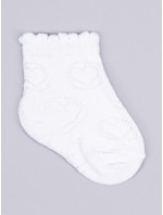 Yoclub Dievčenské žakárové ponožky 3-pack SKL-0006G-0100 White