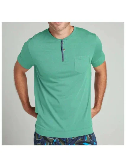 Pánské pyžamové tričko tyrkysové model 19641879 - Jockey Pánské pyžamové tričko tyrkysové model 19641879 - Jockey