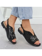 Dámské černé kožené sandály model 21904964 - S.Barski