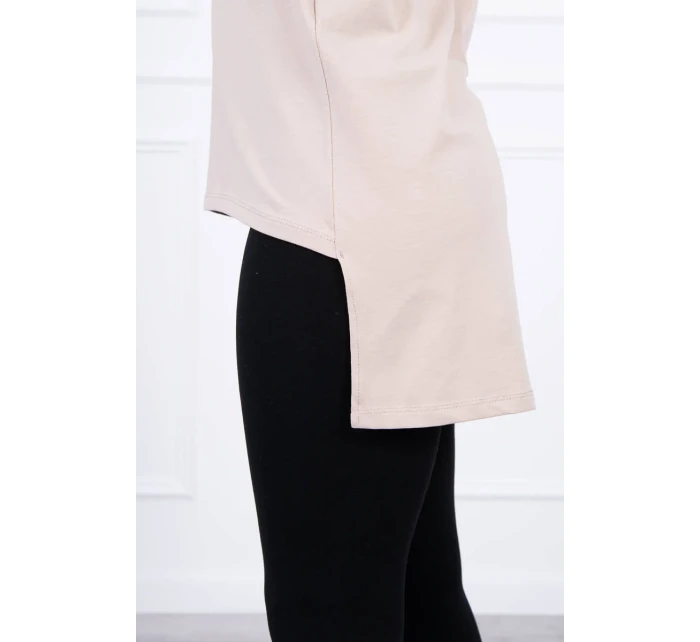 Halenka s potiskem a delšími zády béžová Halenka s potiskem a delšími zády béžová