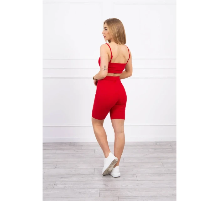 Súprava s nohavicami s vysokým pásom červená