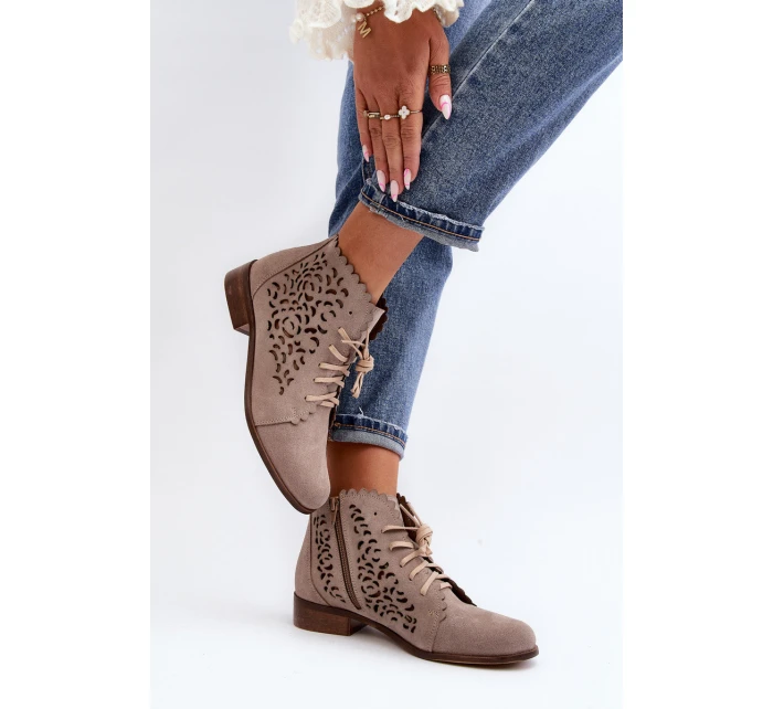 Dámské Šněrovací Botky  Beige model 21646147 - Zazoo