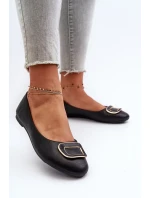 Čierne kožené baleríny s dekoráciou Enicoria