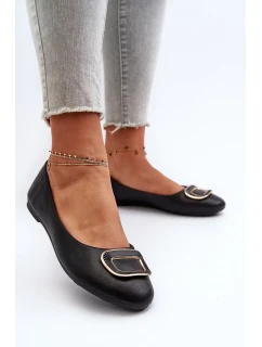 Čierne kožené baleríny s dekoráciou Enicoria