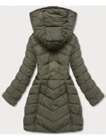 Péřová dámská bunda v khaki barvě pro přechodné období model 17729169 - LHD Péřová dámská bunda v khaki barvě pro přechodné období model 17729169 - LHD
