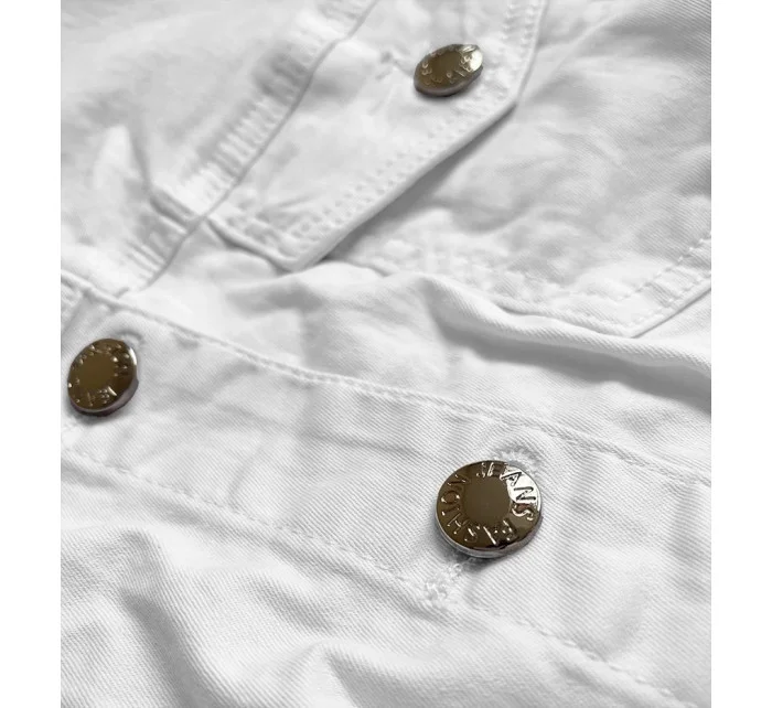 Biela džínsová bunda s elastickým pásom (W026)