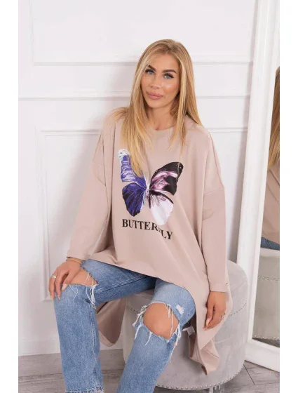 Oversize blúzka s potlačou béžová