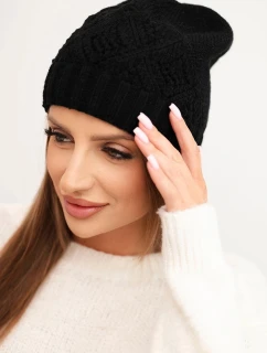 Dámská zimní čepice z vlny a s geometrickým vzorem model 21753197 černá - K-Fashion