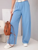 Dámske bavlnené nohavice so širokými nohavicami a opaskom