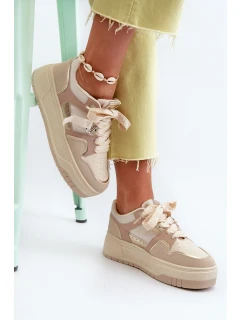 Dámské tenisky na platformě z ekokože béžové model 21657725 - Boto