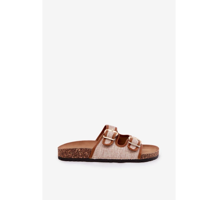 dámské pantofle na korkové platformě s přezkami Camel model 21688452 - Boto dámské pantofle na korkové platformě s přezkami Camel model 21688452 - Boto