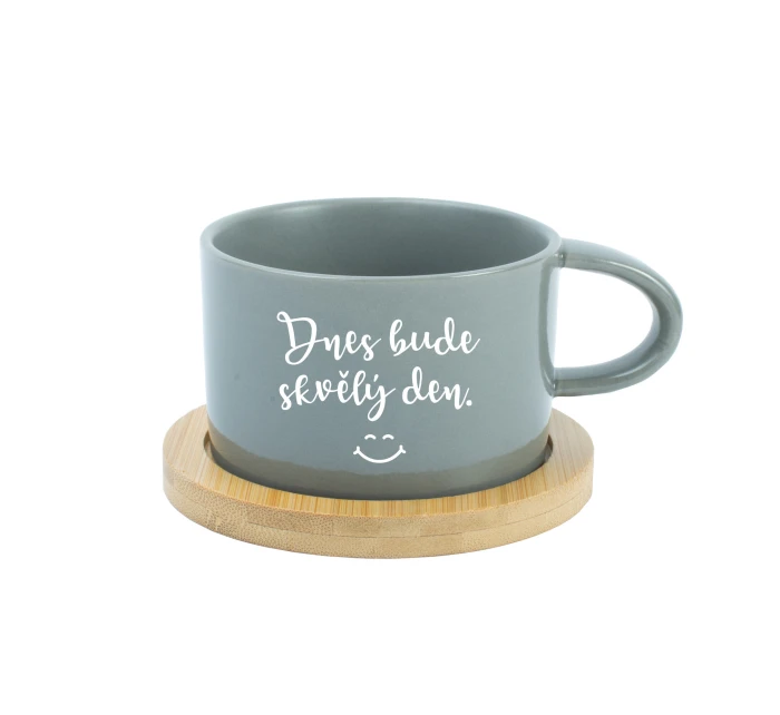 DNES BUDE SKVĚLÝ DEN - šedý hrníček makronka 200 ml