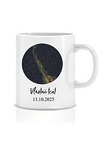 Personalizovaný klasický biely keramický hrnček s objemom 300 ml s mapou hviezd