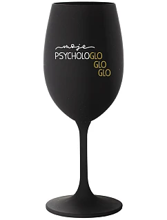 MY PSYCHOLOGLOGLOGLO - čierny pohár na víno 350 ml