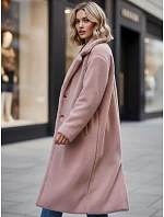 Dámský zimní kabát chlupáč dlouhý NY0751z růžový - FashionStreet
