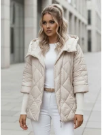 Dámská přechodná prošívaná bunda oversize light beige Dstreet model 21986700 - FashionStreet Dámská přechodná prošívaná bunda oversize light beige Dstreet model 21986700 - FashionStreet